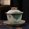 Chinese Ceramic Gaiwan Koi Fish Teacup Set with Saucer and Lid Chinese Ceramic Gaiwan Koi Fish Teacup Set with Saucer and Lid