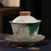 Chinese Ceramic Gaiwan Koi Fish Teacup Set with Saucer and Lid Chinese Ceramic Gaiwan Koi Fish Teacup Set with Saucer and Lid