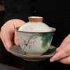 Chinese Ceramic Gaiwan Koi Fish Teacup Set with Saucer and Lid Chinese Ceramic Gaiwan Koi Fish Teacup Set with Saucer and Lid