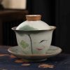Chinese Ceramic Gaiwan Koi Fish Teacup Set with Saucer and Lid Chinese Ceramic Gaiwan Koi Fish Teacup Set with Saucer and Lid