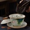 Chinese Ceramic Gaiwan Koi Fish Teacup Set with Saucer and Lid Chinese Ceramic Gaiwan Koi Fish Teacup Set with Saucer and Lid