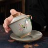 Chinese Ceramic Gaiwan Koi Fish Teacup Set with Saucer and Lid Chinese Ceramic Gaiwan Koi Fish Teacup Set with Saucer and Lid