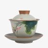 Chinese Ceramic Gaiwan Koi Fish Teacup Set with Saucer and Lid Chinese Ceramic Gaiwan Koi Fish Teacup Set with Saucer and Lid