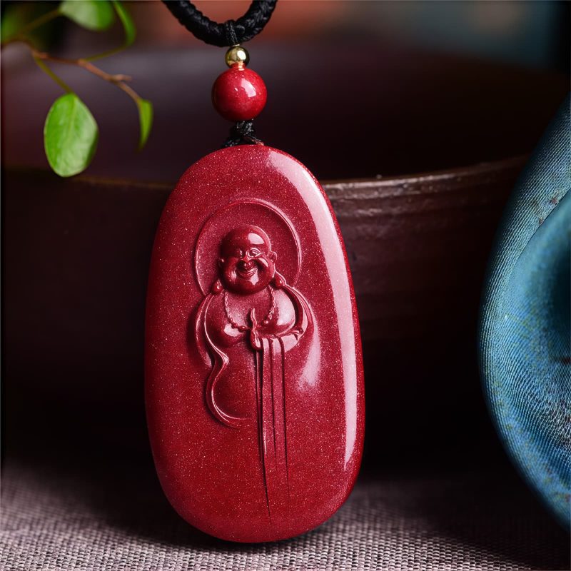 Cinnabar Laughing Buddha Yin Yang Pendant Necklace Cinnabar Laughing Buddha Yin Yang Pendant Necklace