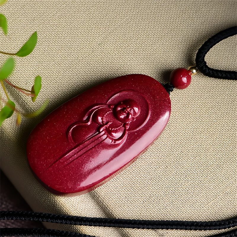 Cinnabar Laughing Buddha Yin Yang Pendant Necklace Cinnabar Laughing Buddha Yin Yang Pendant Necklace