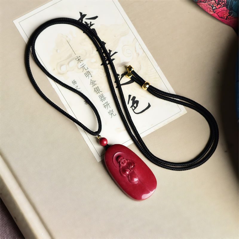 Cinnabar Laughing Buddha Yin Yang Pendant Necklace Cinnabar Laughing Buddha Yin Yang Pendant Necklace