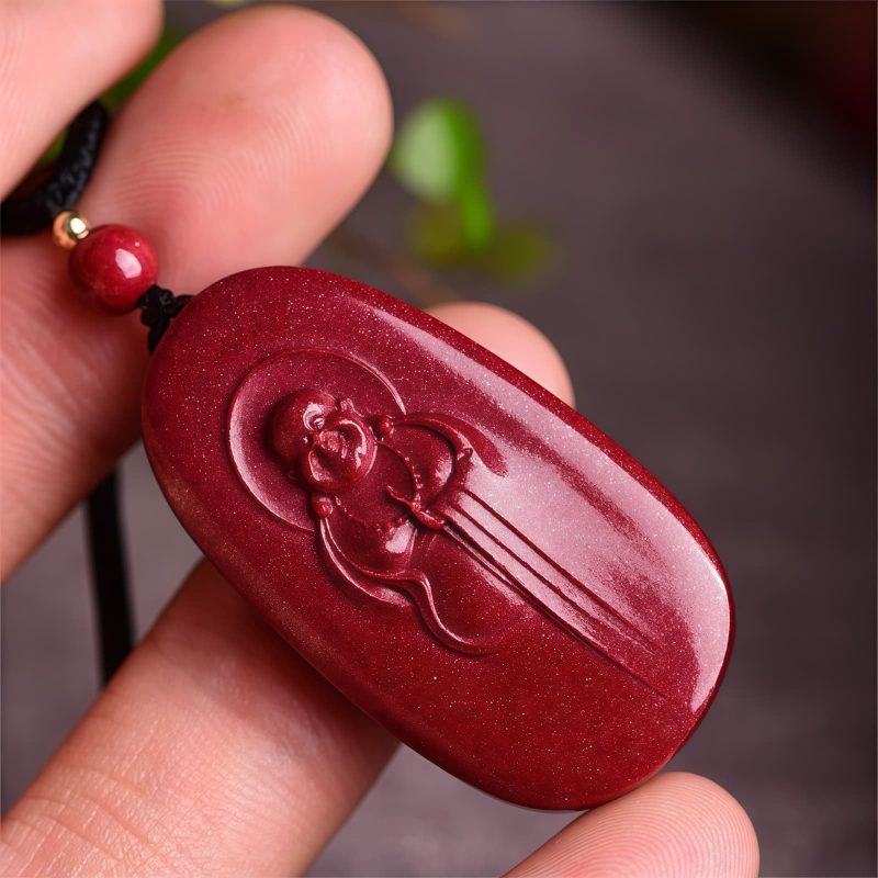 Cinnabar Laughing Buddha Yin Yang Pendant Necklace Cinnabar Laughing Buddha Yin Yang Pendant Necklace