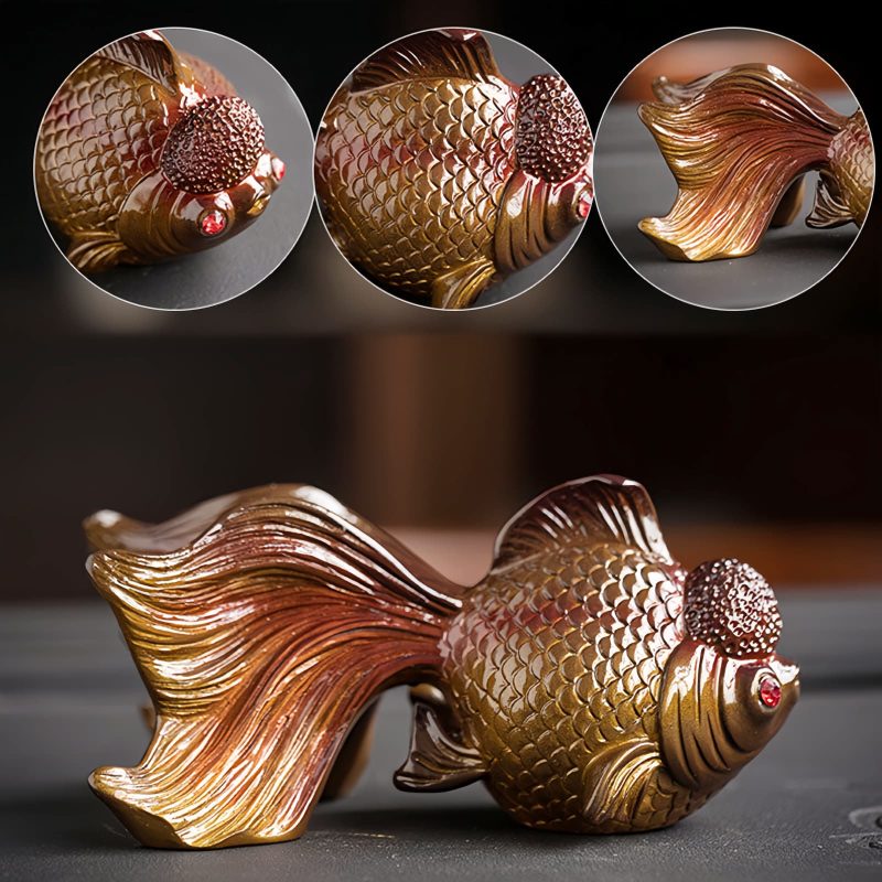 Figura de Resina de Peixe Koi que Muda de Cor Color Changing Koi Fish Resin Figurine
