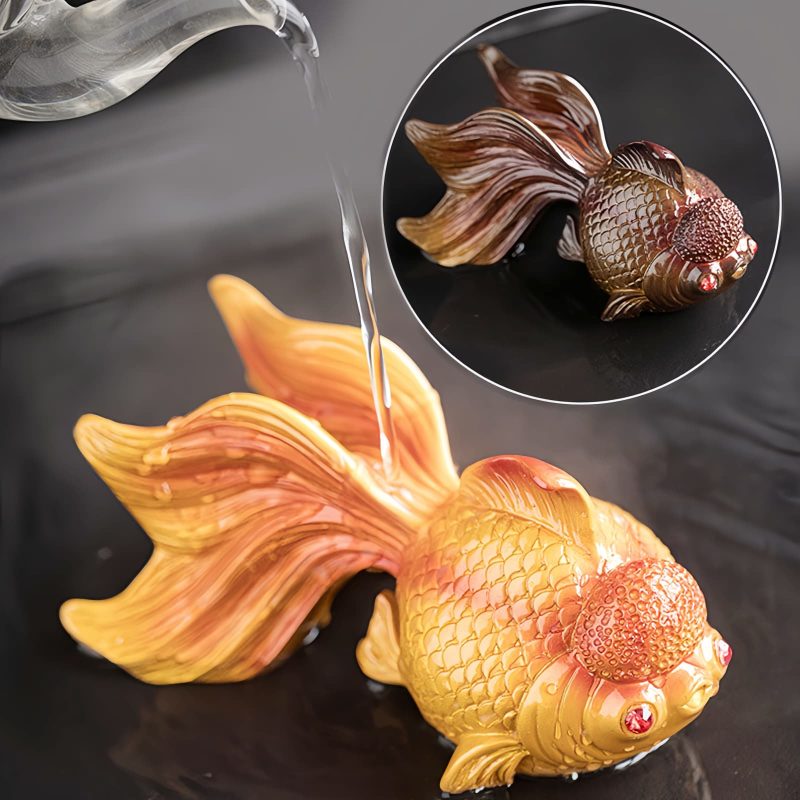 Figura de Resina de Peixe Koi que Muda de Cor Color Changing Koi Fish Resin Figurine