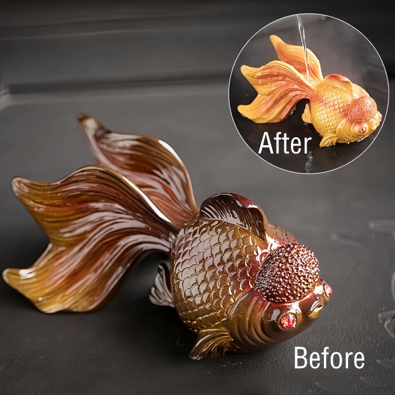 Figura de Resina de Peixe Koi que Muda de Cor Color Changing Koi Fish Resin Figurine