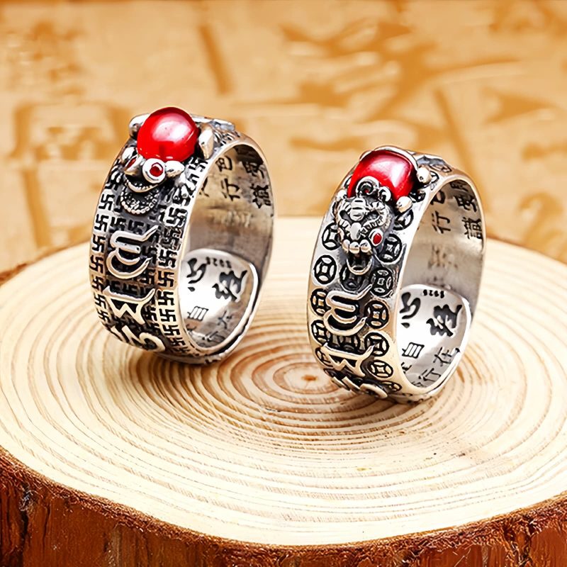 Copper Garnet PiXiu Wealth Adjustable Ring Copper Garnet PiXiu Wealth Adjustable Ring
