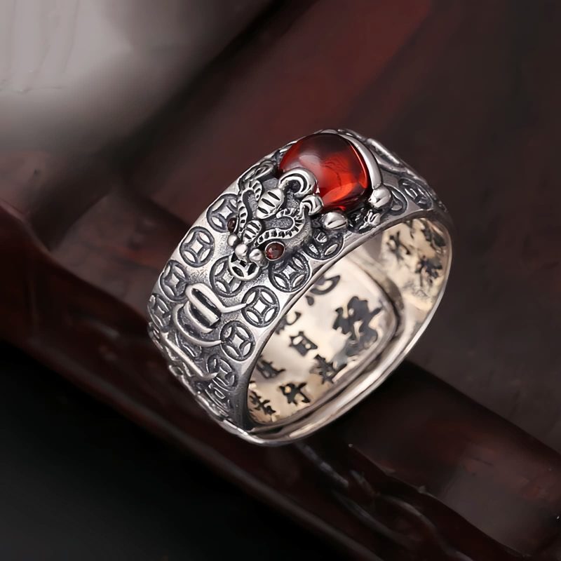 Copper Garnet PiXiu Wealth Adjustable Ring Copper Garnet PiXiu Wealth Adjustable Ring