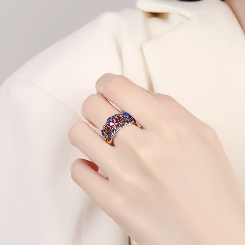 Copper Koi Fish Lotus Luck Ring Copper Koi Fish Lotus Luck Ring