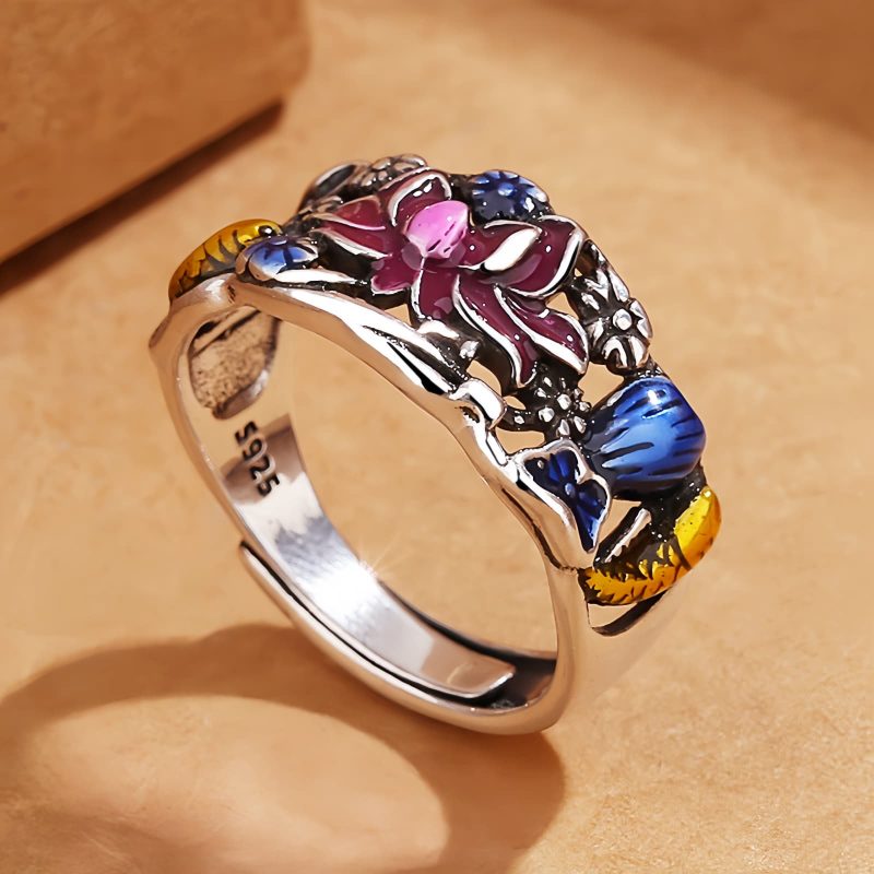 Copper Koi Fish Lotus Luck Ring Copper Koi Fish Lotus Luck Ring