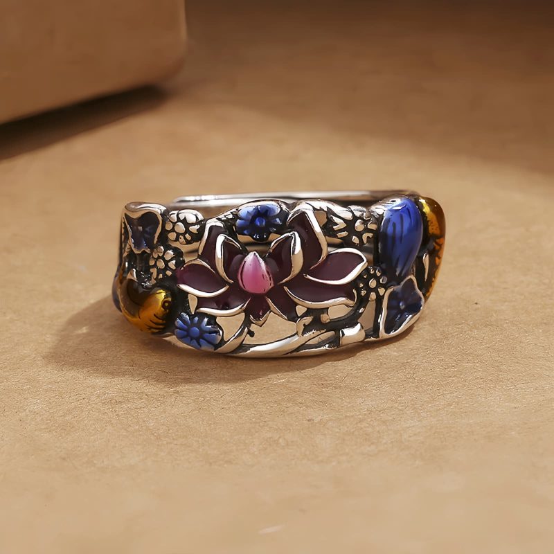 Copper Koi Fish Lotus Luck Ring Copper Koi Fish Lotus Luck Ring