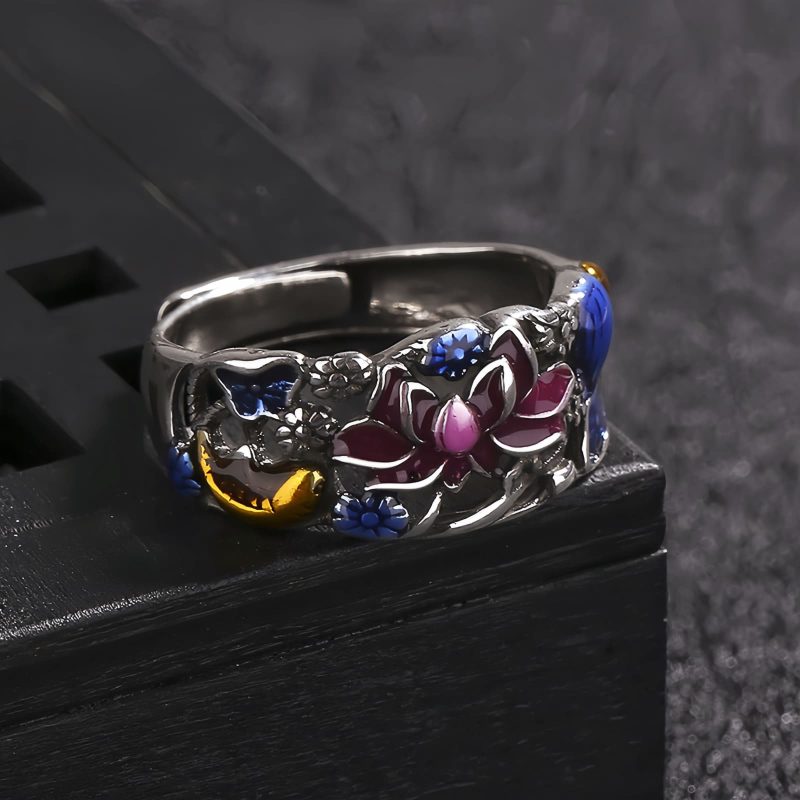 Copper Koi Fish Lotus Luck Ring Copper Koi Fish Lotus Luck Ring