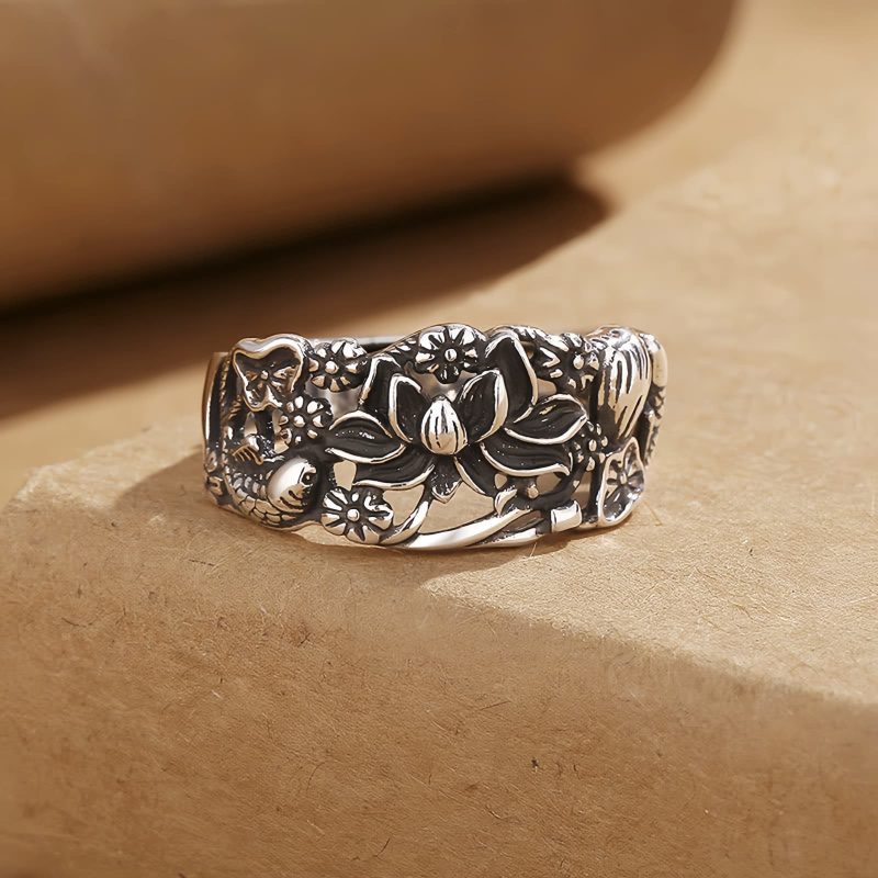 Copper Lotus Koi Fish Enlightenment Ring Copper Lotus Koi Fish Enlightenment Ring