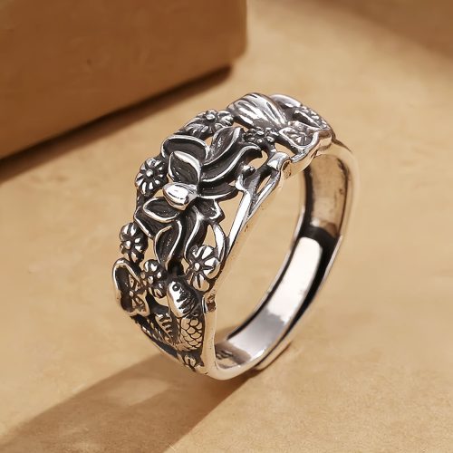 Anillo del Despertar: Loto y Pez Koi en Cobre