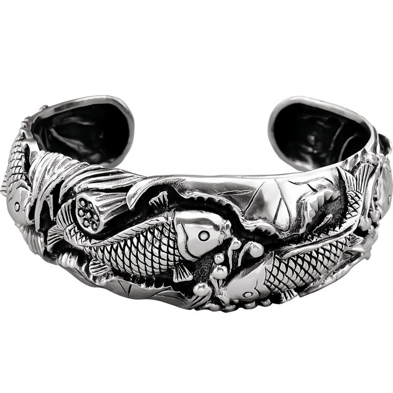 Copper Plated Silver Koi Fish Lotus Wealth Bracelet Copper Plated Silver Koi Fish Lotus Wealth Bracelet