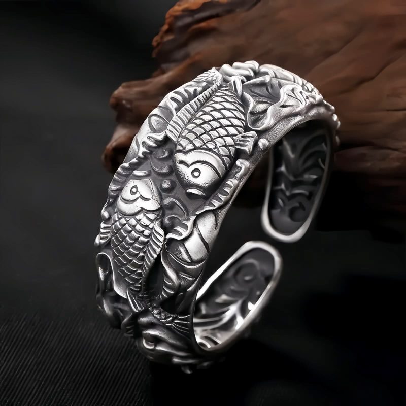 Copper Plated Silver Koi Fish Lotus Wealth Bracelet Copper Plated Silver Koi Fish Lotus Wealth Bracelet