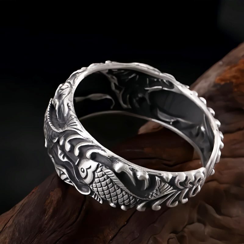Copper Plated Silver Koi Fish Lotus Wealth Bracelet Copper Plated Silver Koi Fish Lotus Wealth Bracelet