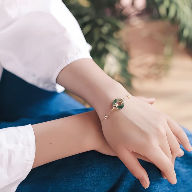 Cyan Jade Koi Fish Harmony Bracelet Cyan Jade Koi Fish Harmony Bracelet