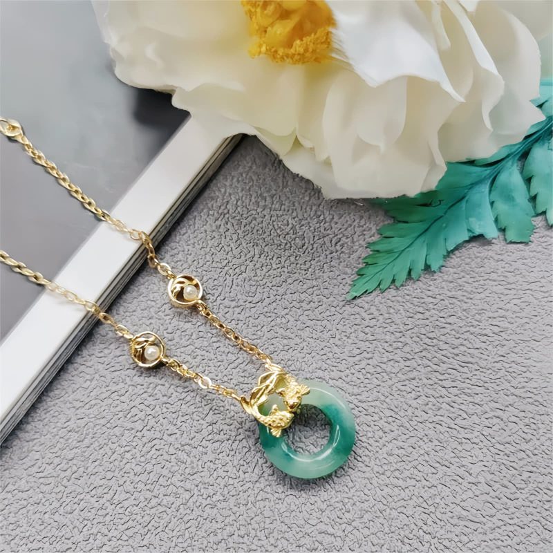 Cyan Jade Koi Fish Harmony Bracelet Cyan Jade Koi Fish Harmony Bracelet