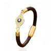 Pulsera de Cuero y Acero Inoxidable Ojo Turco Evil Eye Leather Stainless Steel Bracelet