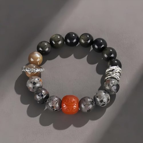 Pulsera de Protección en Obsidiana Dorada y Ágata Roja Pulsera de Protección en Obsidiana Dorada y Ágata Roja