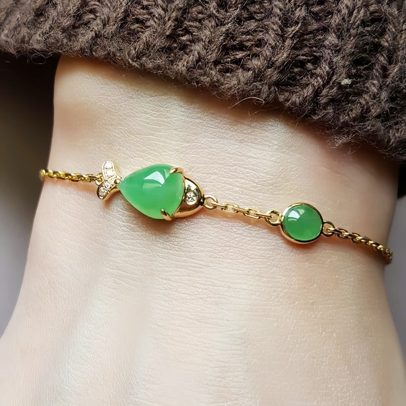 Green Chalcedony Koi Fish Strength Bracelet Green Chalcedony Koi Fish Strength Bracelet