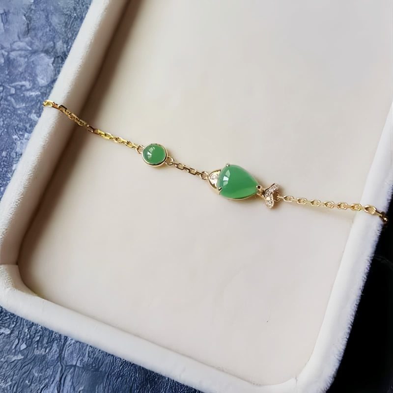 Green Chalcedony Koi Fish Strength Bracelet Green Chalcedony Koi Fish Strength Bracelet