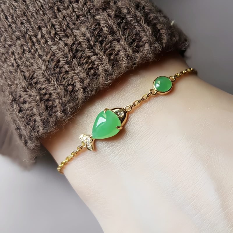 Green Chalcedony Koi Fish Strength Bracelet Green Chalcedony Koi Fish Strength Bracelet