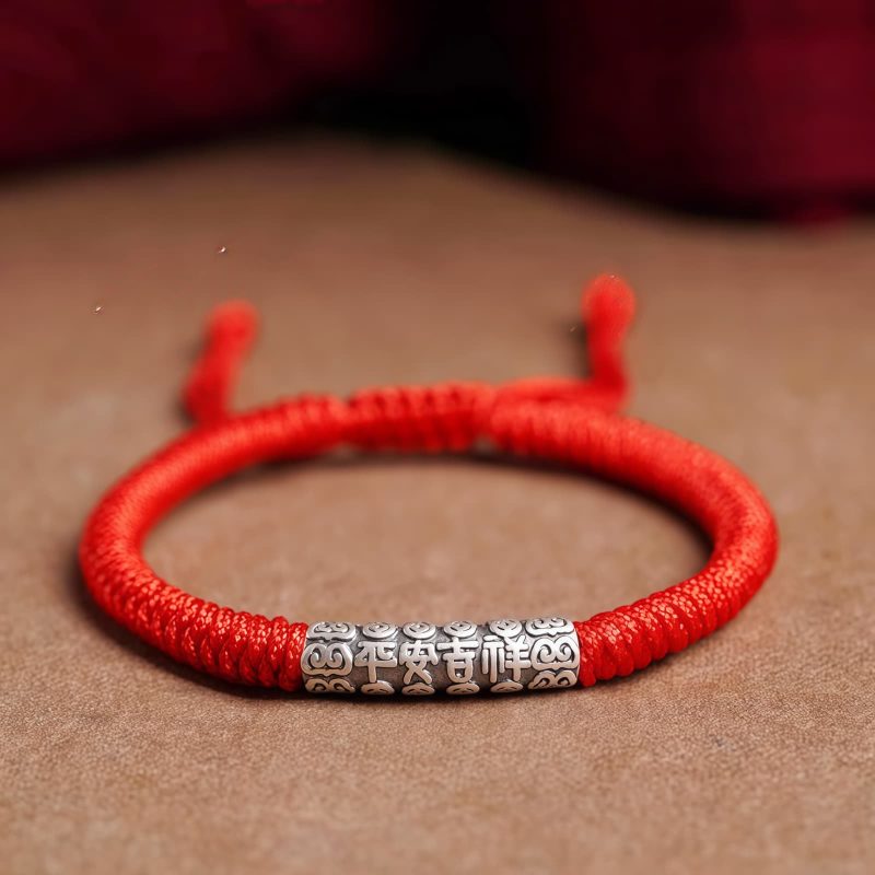 Handmade 999 Sterling Silver Om Mani Padme Hum Luck Bracelet Handmade 999 Sterling Silver Om Mani Padme Hum Luck Bracelet
