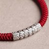 Handmade 999 Sterling Silver Om Mani Padme Hum Luck Bracelet Handmade 999 Sterling Silver Om Mani Padme Hum Luck Bracelet