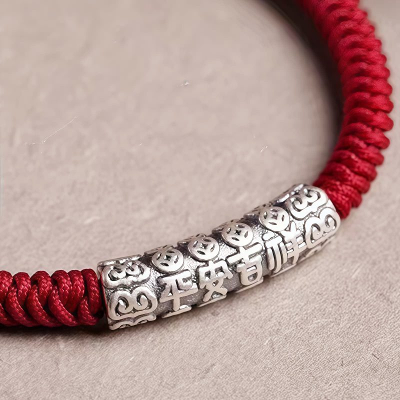 Handmade 999 Sterling Silver Om Mani Padme Hum Luck Bracelet Handmade 999 Sterling Silver Om Mani Padme Hum Luck Bracelet