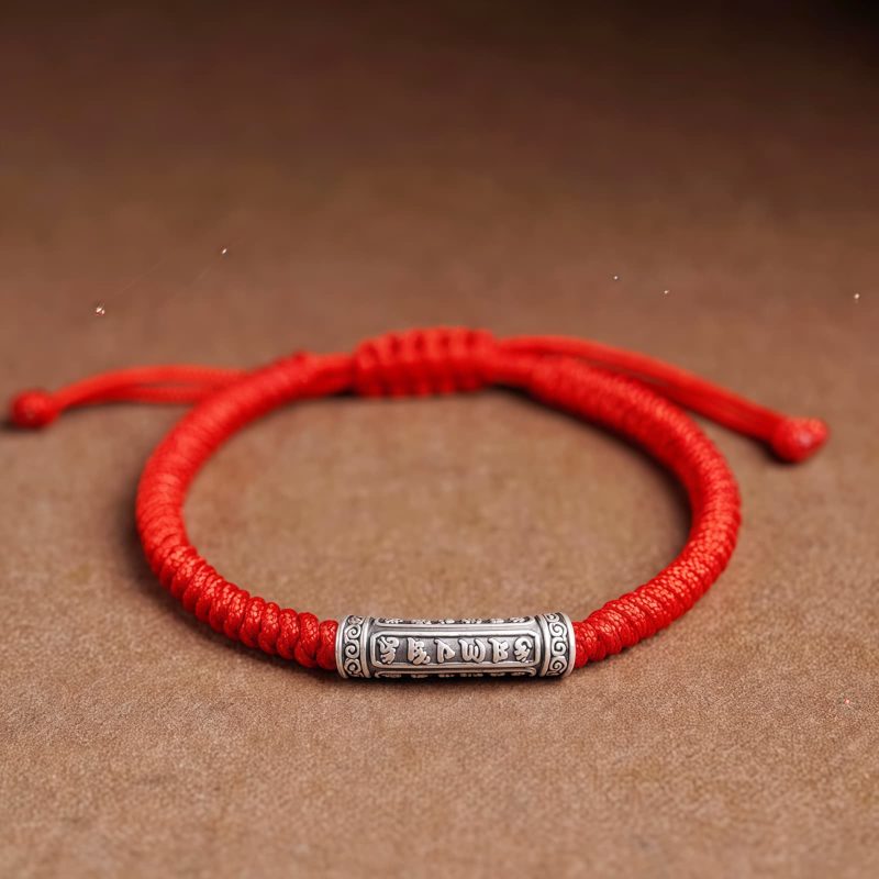 Handmade 999 Sterling Silver Om Mani Padme Hum Luck Bracelet Handmade 999 Sterling Silver Om Mani Padme Hum Luck Bracelet
