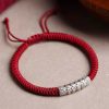 Handmade 999 Sterling Silver Om Mani Padme Hum Luck Bracelet Handmade 999 Sterling Silver Om Mani Padme Hum Luck Bracelet
