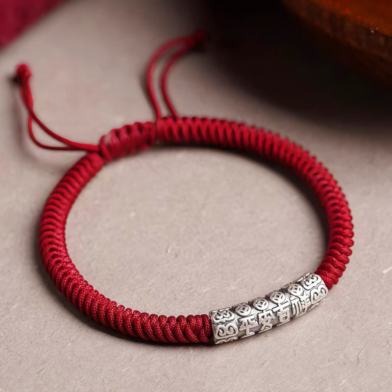 Handmade 999 Sterling Silver Om Mani Padme Hum Luck Bracelet Handmade 999 Sterling Silver Om Mani Padme Hum Luck Bracelet