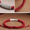 Handmade 999 Sterling Silver Om Mani Padme Hum Luck Bracelet Handmade 999 Sterling Silver Om Mani Padme Hum Luck Bracelet