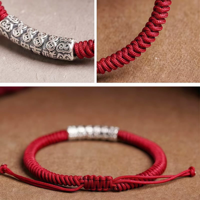 Handmade 999 Sterling Silver Om Mani Padme Hum Luck Bracelet Handmade 999 Sterling Silver Om Mani Padme Hum Luck Bracelet