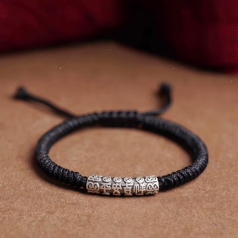 Handmade 999 Sterling Silver Om Mani Padme Hum Luck Bracelet Handmade 999 Sterling Silver Om Mani Padme Hum Luck Bracelet
