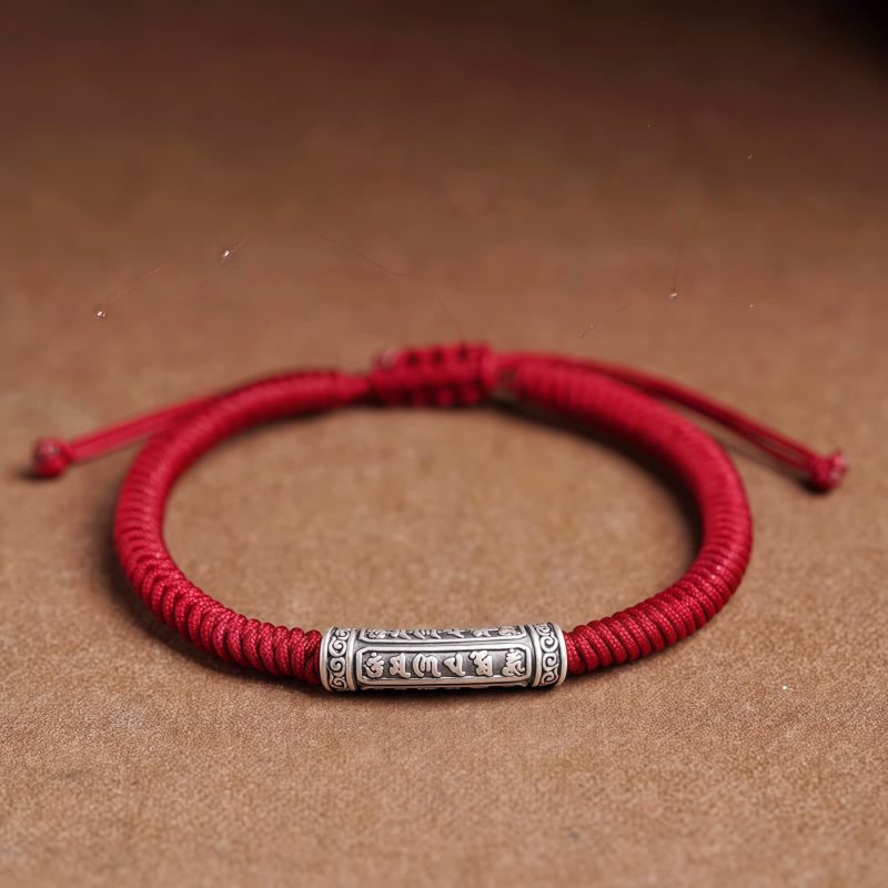 Handmade 999 Sterling Silver Om Mani Padme Hum Luck Bracelet Handmade 999 Sterling Silver Om Mani Padme Hum Luck Bracelet