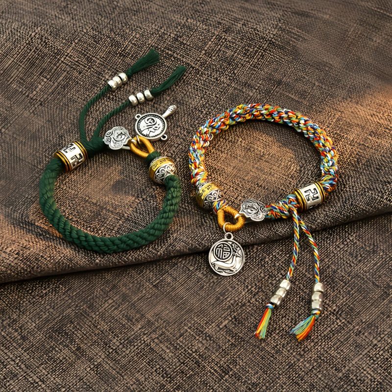 Handmade Tibetan Om Mani Padme Hum Luck Fortune Braided Bracelet Handmade Tibetan Om Mani Padme Hum Luck Fortune Braided Bracelet