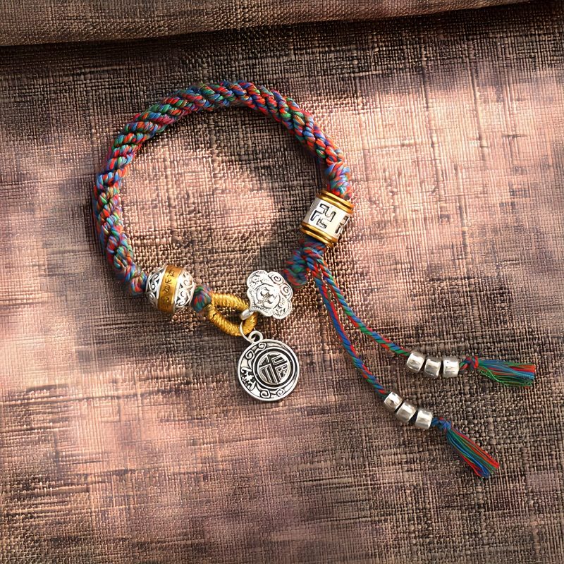 Handmade Tibetan Om Mani Padme Hum Luck Fortune Braided Bracelet Handmade Tibetan Om Mani Padme Hum Luck Fortune Braided Bracelet
