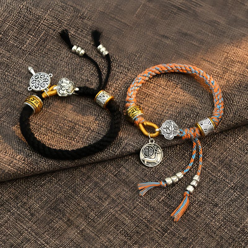 Handmade Tibetan Om Mani Padme Hum Luck Fortune Braided Bracelet Handmade Tibetan Om Mani Padme Hum Luck Fortune Braided Bracelet