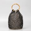Bolso de Cuentas de Madera con Asa de Bambú Tejido a Mano Handwoven Wooden Beads Bamboo Handle Bag