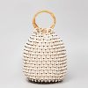 Bolso de Cuentas de Madera con Asa de Bambú Tejido a Mano Handwoven Wooden Beads Bamboo Handle Bag