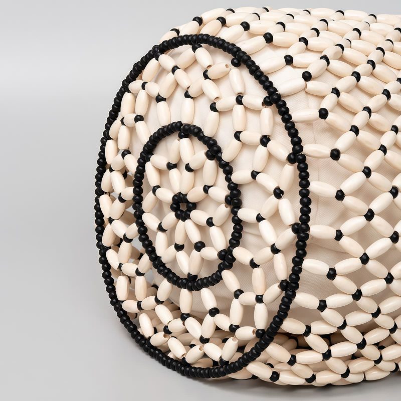 Bolso de Cuentas de Madera con Asa de Bambú Tejido a Mano Handwoven Wooden Beads Bamboo Handle Bag