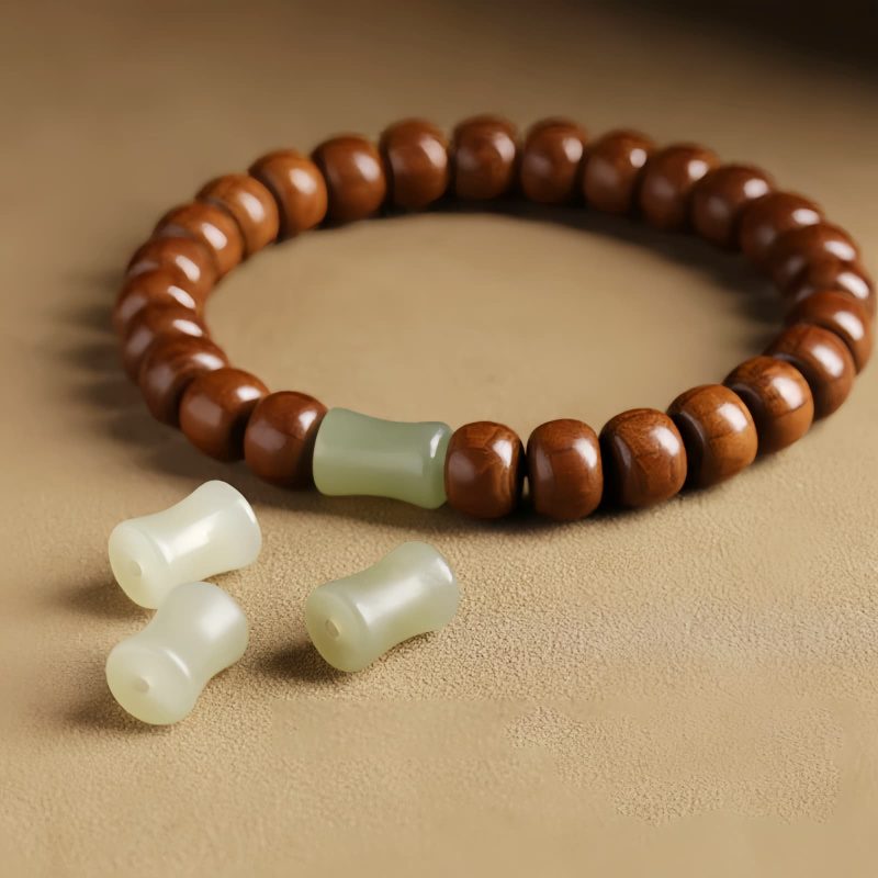 Natural Abelia Wood Hetian Jade Evil Spirits Warding Bracelet Natural Abelia Wood Hetian Jade Evil Spirits Warding Bracelet