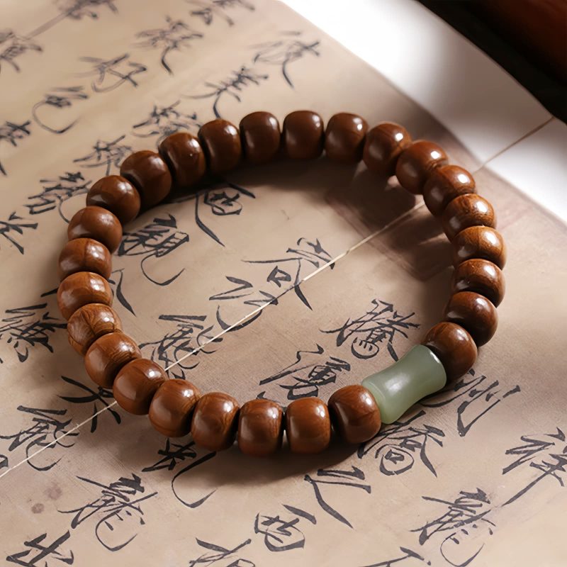 Natural Abelia Wood Hetian Jade Evil Spirits Warding Bracelet Natural Abelia Wood Hetian Jade Evil Spirits Warding Bracelet